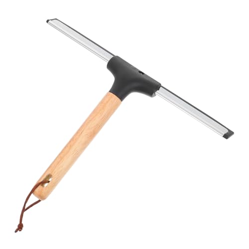 ROMISBABA ガラスシャワードア用スクイジー 木製短柄 多機能浴室クリーナー 丸角ヘッドで 窓 鏡掃除対応