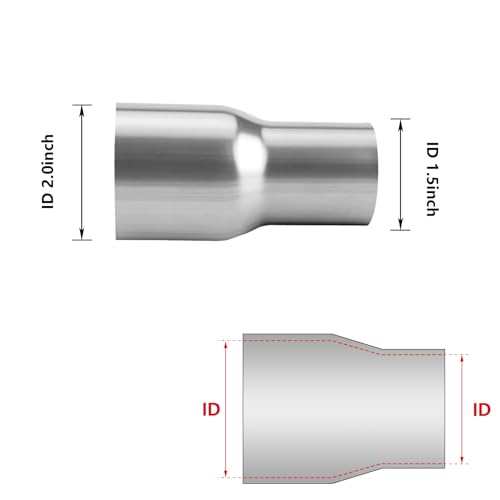 Image of A-KARCK Exhaust Adapter Connector 1.5 inch ID to 2 inch ID, Exhaust Pipe Reducer 4 inch Overall Length 304 Stainless Steel