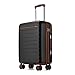 Kono Cabin Suitcase 55x40x20 Lightweight ABS + PC Hard Shell Carry On Hand Luggage Trolley Case Small Travel with Spinner Wheels (Black/Brown)
