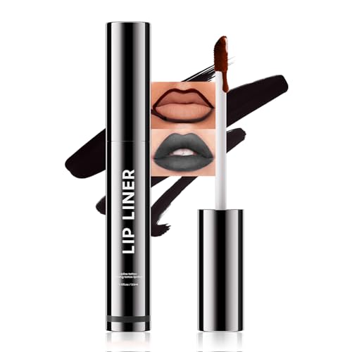 Image of Lip Stain, Lip Liner Stain, Peel Off Lip Liner Tattoo, Long Lasting Lip Stain Waterproof for Women Girls All Skin Types, Transfer-Proof & Natural (Black)