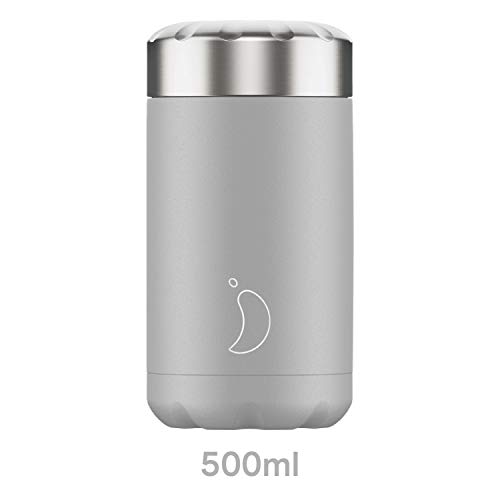 Image of Chilly's Food Pot - Leak-Proof, Premium Stainless Steel Reusable Food Container - Double-Walled Insulated for Hot or Cold Lunch Storage - Grey - 500ml