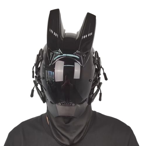 Kreeqe Fantastische, von Superhelden inspirierte Cyberpunk-Halloweenmaske, nicht gruseliges Cosplay-Accessoire für Erwachsene, perfektes Party-Geschenk (schwarz, M)