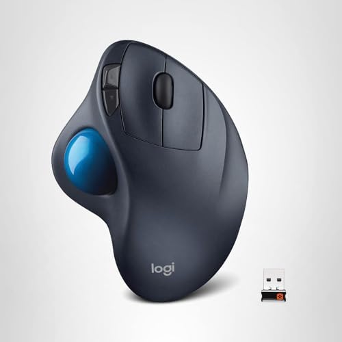 Logitech M570 Wireless Trackball Mouse – Ergonomic Design with Sculpted Right-Hand Shape, Compatible with Apple Mac / Microsoft, USB Unifying Receiver, Dark Gray - 2