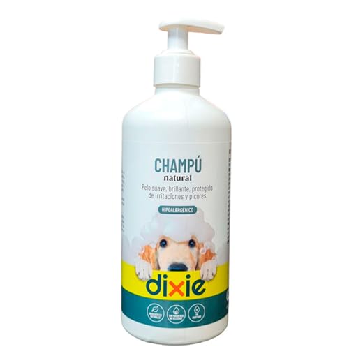 DIXIE - Champú Hipoalergénico Perros y Gatos - 500 ml - Champú Natural para Mascotas con Piel Sensible - Pelaje Suave, Brillante e Hidratado - Protege de Irritaciones y Picores - Todo Tipo de Pelaje