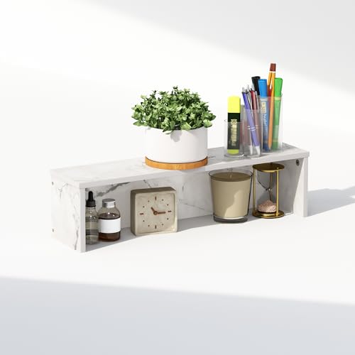 Image of Furinno Classic Desk Organizers and Accessories, 23-Inch Desk Organizer, Desktop Organizer, for Office Supplier, Office Desk Accessories, Marble White