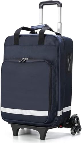 HEYUNDUO First Aid Kit Bag Rolling Medical Supplies Bag with Detachable Trolley, Nurse Rolling Bag Emergency Rescue Kit for Outdoor Hiking, Backpacking, Camping, Traveling(Blue), kk666
