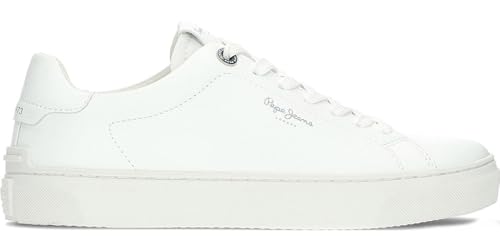 Baskets en cuir Camden Club Pepe Jeans blanc, chaussures basses de tennis tendance pour homme