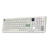 EPOMAKER RT100 PRO DREI-Modi Mechanische Tastatur, 1.54” Hot-Swap Screen, Knob, Mac-Tasten, Thocky Gasket, Custom Driver, RGB, BT/2.4G Retro Kabellose Gaming-Tastatur (Retro-Weiß, Sea Salt Silent)