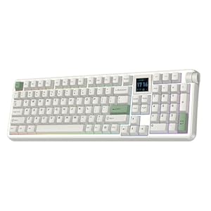 EPOMAKER RT100 PRO DREI-Modi Mechanische Tastatur, 1.54” Hot-Swap Screen, Knob, Mac-Tasten, Thocky Gasket, Custom Driver, RGB, BT/2.4G Retro Kabellose Gaming-Tastatur (Retro-Weiß, Sea Salt Silent)