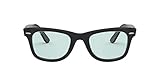 Ray-Ban RB2140F Original Wayfarer Low Bridge Fit Square Sunglasses, Black/Blue Grey, 52 mm