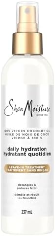 SheaMoisture Daily Hydration Leave-In Hair Treatment hair care for all hair types 100% Virgin Coconut Oil with Coconut Oil, Coconut Milk, Acacia Senegal 237mL