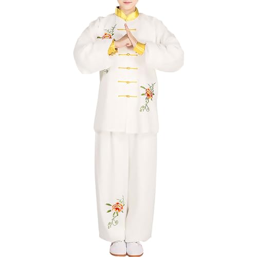 Rubruan Tai Chi Unisex Trainingsanzug – Traditionelle Chinesische Kampfkunst Taiji Kung Fu Wing Chun Wushu Frühling Sommer Training Performance Langarm Uniform Stickerei Anzug für Damen Herren