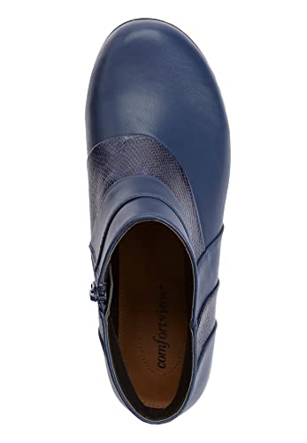 Comfortview Women's Wide Width The Jolene Bootie - 8 W, Navy Red #TOP5