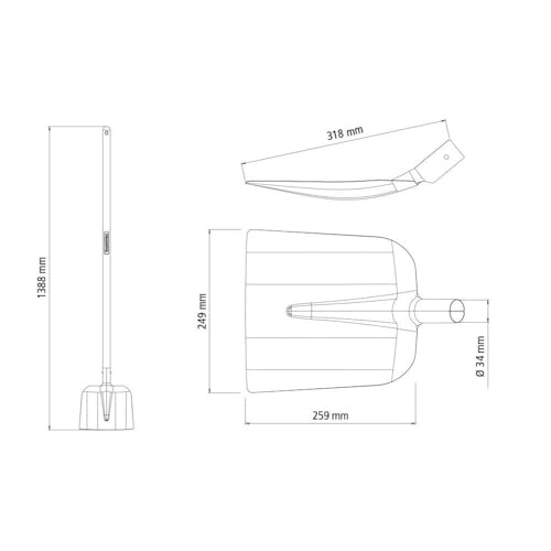 Tramontina, pá quadrada, Cabo De Madeira 120 cm