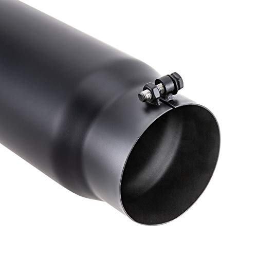 LCGP 5\" Inlet Exhaust Tip, 6\" Outlet 15\" Long Bolt On Stainless Steel Diesel Exhaust Tailpipe Black