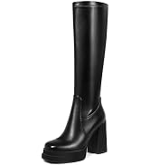 Wetviro Chunky Heel Knee High Boots for Women