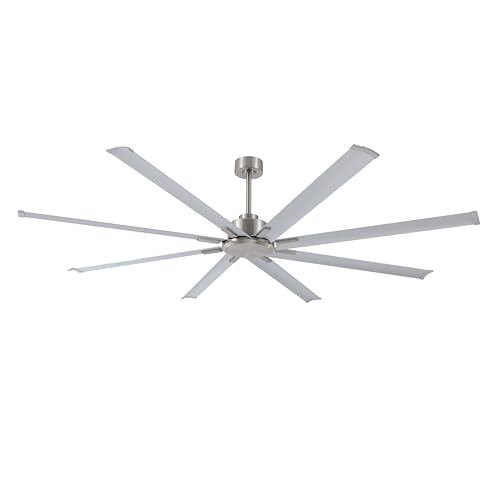 LEDLUX 96" Ceiling Fan No Light Silver, Reversible DC Motor,