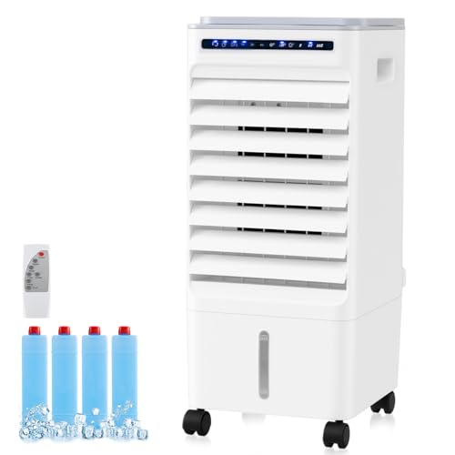 ARLIME 3 in 1 Evaporative Air Cooler, Windowless Swamp Cooler with 4 Modes, 3 Speeds, 7H Timer, Wide Oscillation, Remote, Double Tanks and 4 Ice Packs, Cooling Fan for Bedroom Livi image 1