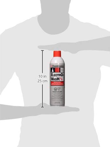 Chemtronics ES1210 aerosol can held by a hand, showing its approximate size of 10 inches (25 cm)