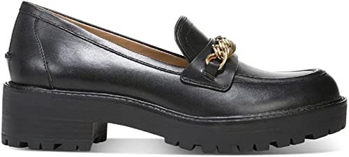 Image of Sam Edelman Taelor Black Rounded Toe Slip On Chunky Heel Fashion Classic Loafers (Black, 8.5)