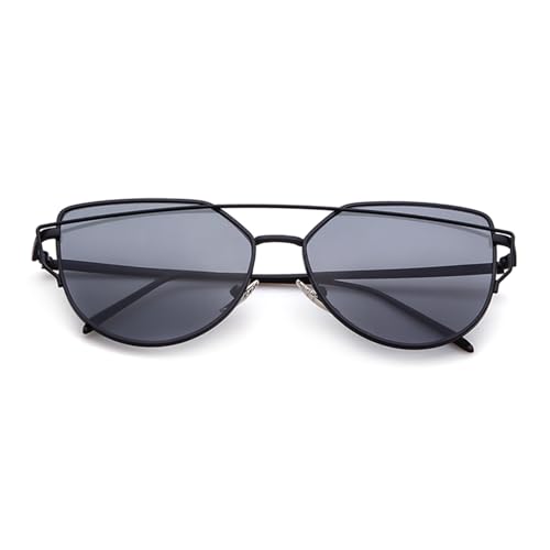Cat Eye Sunglasses for Women Double Bridges Aviator Sun Glasses Metal Frame Mirrored Lens Y2K Glasses UV400 Protection3