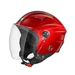 STUDDS RAY Super ISI Certified Open FACE Helmet for Men and Women with D – Ring Lock (Cherry RED XL)
