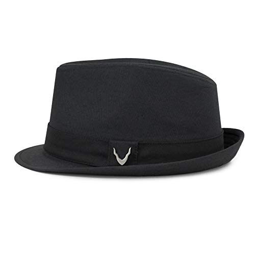 The Hat Depot Premium Unisex Cotton & Twill Herringbone Cotton Fedora Hat (S/M, 1. Premium - Black) #TOP2