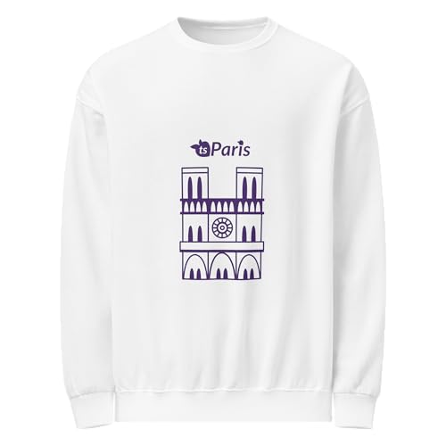 Sweat-shirt col rond Paris Notre-Dame en polaire blanche pour homme