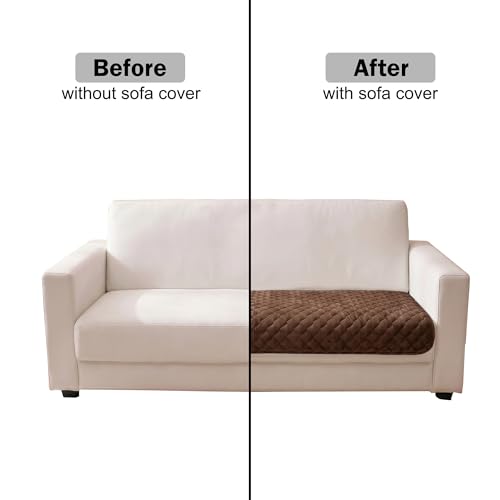 Image of Story@Home Premium Quilted Anti Slip Sofa Cover Mats for L Shape and 1 /2 /3 Seater Sofa. Make Your Own Sofa Cover Set, 70(D) x 180(L) cm - Brown