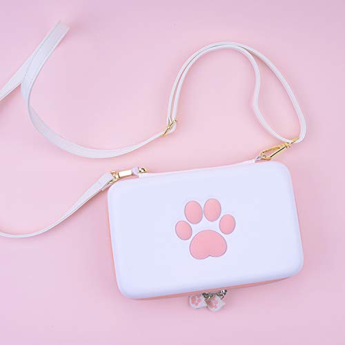 Geekshare Cute Cat Paw Travel Carrying Case Compatible With Nintendo Switch/Switch Oled Hard Shell Portable Storage Bag For Switch Console Controller & Game Accessories,With Removable Shoulder Strap #TOP6
