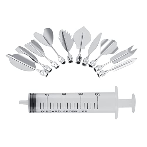 Moldes de gelatina 3D de acero inoxidable inoxidable para tartas de bricolaje, pud¨ªn herramientas de decoraci¨®n de tartas de fiesta juegos completos con jeringa de varias formas de agujas de gelatin