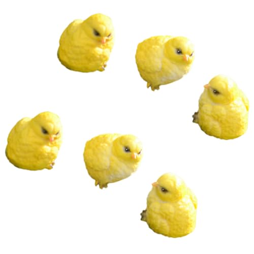 Figuras de pollo de resina para jardín y patio con acabados detallados, paquete de 6 unidades 2