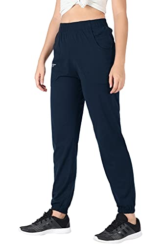 Image of Fflirtygo Cotton Solid Joggers /Track Pant /Solid Pajama /Leggings �100% Export Quality Soft Cotton Night Wear /Pocket Pyjama for Women Blue Pyjama