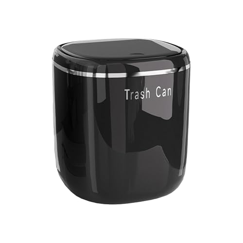 Générique Poubelle De Bureau Avec Couvercle | Corbeille à Déchets 2,6 Litres à Couvercle Pressoir - Contenant à Ordures pour Plan de Travail | Pour Cuisine Bureau Chambre Voiture Intérieur Extérieur