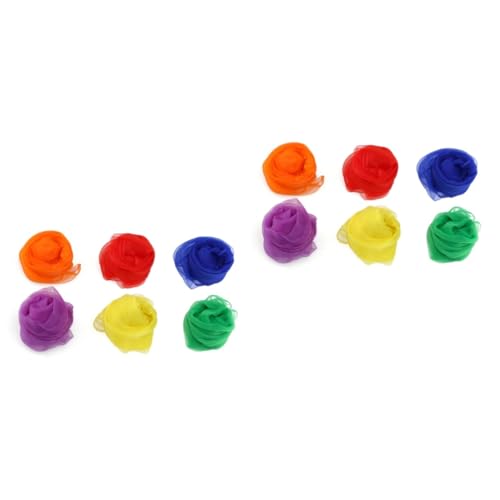 Holibanna 2pcs 6 Square Silk Juggling Dance Scarves 6 Bright Colors Gauze Material Soft Comfortable 70x70cm