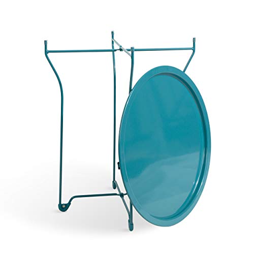 Atlantic Urbspace Metal Side Table - Stylish Folding Tray Table, Sturdy Steel Construction With Wear-Resistant Powder Coating, Pn In Capri Breeze #TOP2