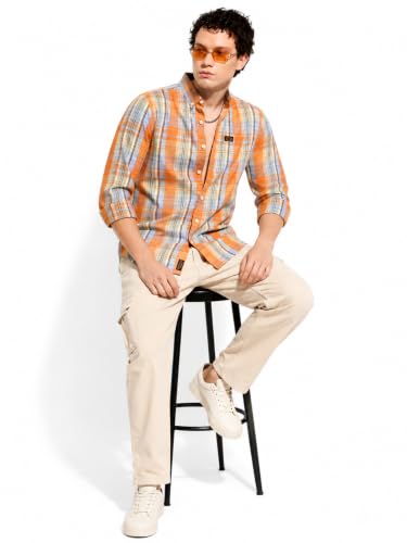 Image of Youth First Men's Cotton Blend Casual Shirt | Regular Fit Solid Full Sleeve Button Down Collared Shirts | Comfortable Formal Office Business Casual for Men