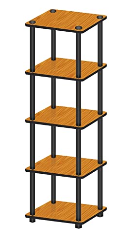 Image of OFIXO 5-Tier 30x30 Multipurpose Turn-N-Tube End Table /Side Table /Night Stand /Bedside Table /Shoe Rack /Book shelve with Heavy Duty Plastic Tube-(Teak Natural)