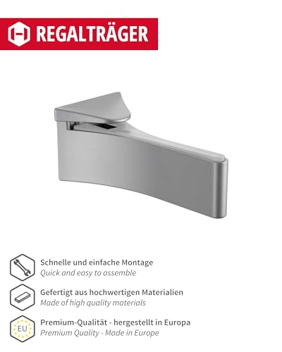 Gedotec Design shelf bracket - metal wall shelf - silver anodized, 2 pieces - Image 2