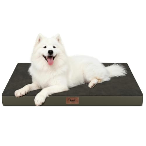 Image of Large Waterproof Orthopedic Dog Bed with Egg Crate Foam | Fits 42x28 Crates, TPU Waterproof Layer, 1680D Washable Oxford Cover, Portable Handle, Indoor & Outdoor Use, Up to 80 lbs