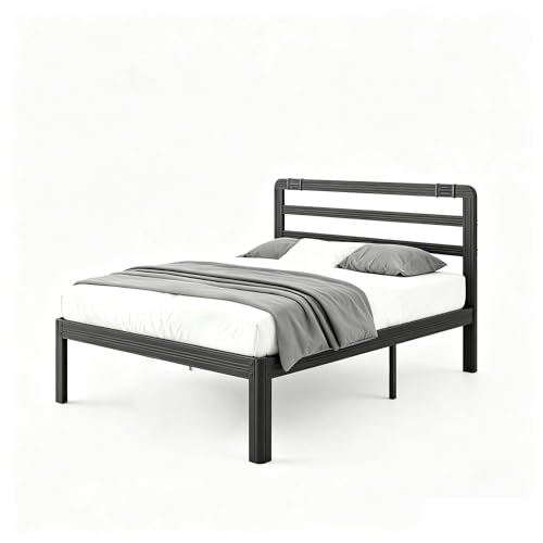 Image of ZIYOO 18 Inch Twin Metal Platform Bed Frame with Headboard, 1000 LBS Sturdy Steel Slat Bed Base, Noise Resistant, No Box Spring Needed, Easy Assembly for Apartment Dorm