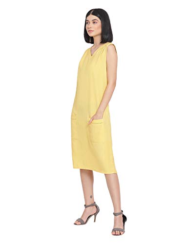 Image of oxolloxo Women Solid Sleeveless V-Neck Dresses