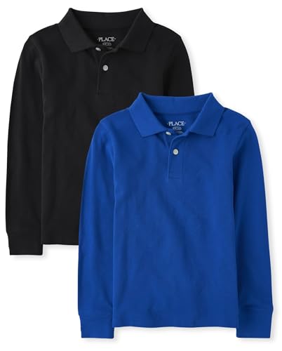 Image of The Children's Place Boys Uniform Long Sleeve Pique Polo