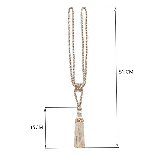 Alzapaños para cortina con borlas beige para recoger y decorar hilos 3