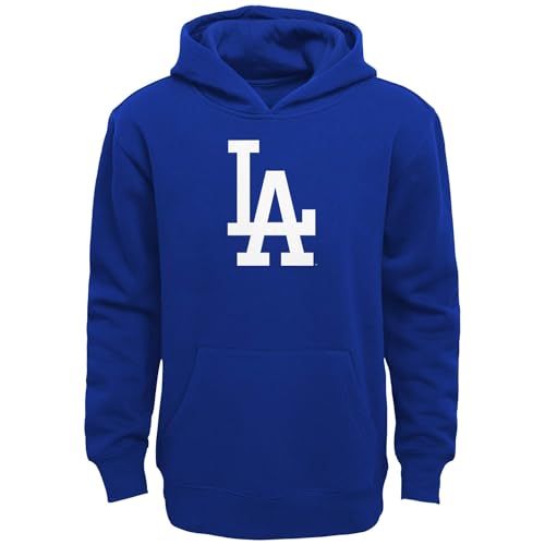 Outerstuff MLB Kids Youth 4-20 Official Primary Logo Fleece Lined Pullover Hoodie Sweatshirt (US Numeric 14 16 Regular Los Angeles Dodgers - Blue Los Angeles Dodgers)