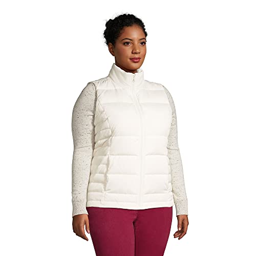 Lands' End Womens Puffer Down Vest Ivory Plus 2X #TOP2