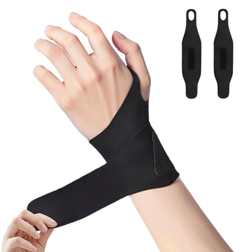 ZPTEE Wrist Support Brace for Typing & Mouse, 2 Pack 1.8mm Thumb-Loop – No-Palm Cover Wrist Strap for Wrist Pain, Carpal Tunnel & Tendonitis Support | Breathable Support for Office, Gaming & Gym