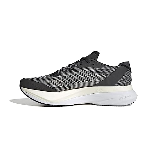 adidas Men's Adizero Boston 12 Sneaker, Black/White/Carbon, 8
