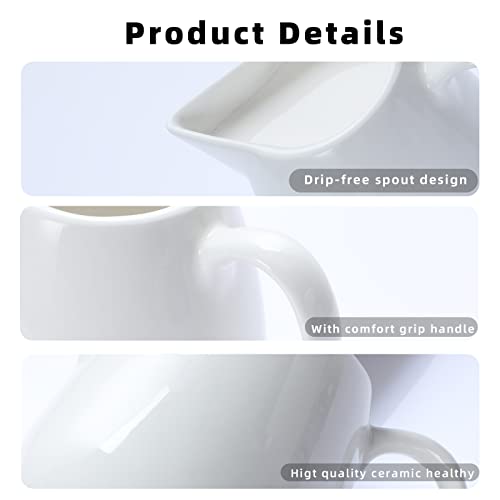 Ontube Ceramics Creamer Pitcher 12 Oz Cream White thumb #6