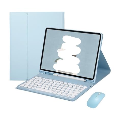 Étui de protection pour iPad Air 13 2024 avec clavier et souris bleu ciel